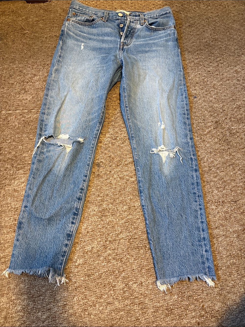 Levi's Light Blue Straight Leg Distressed Jeans